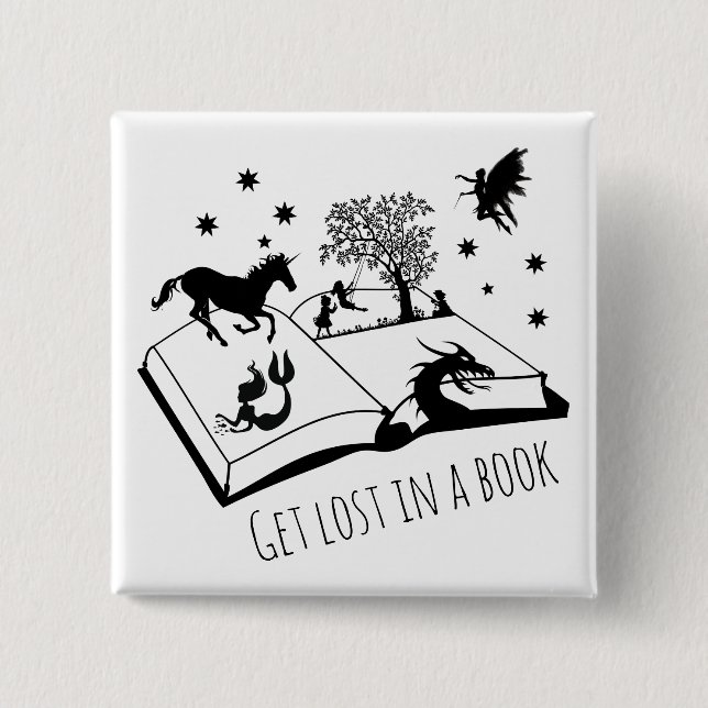 Get Lost in a Book 2 Inch Square Button (Front)