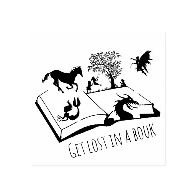 Get Lost in a Book Unicorn Fantasy Rubber Stamp (Imprint)