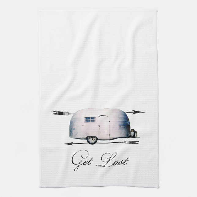 Get Lost - Vintage Trailer Kitchen Towel (Vertical)