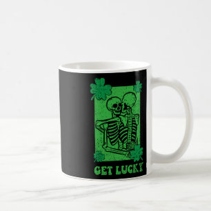 Get Lucky St Patricks Day Skeleton Shamrock Clover Coffee Mug