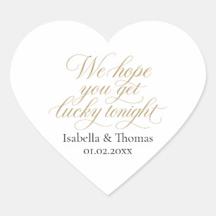 Get Lucky Tonight Wedding Favour Sticker Heart Sea