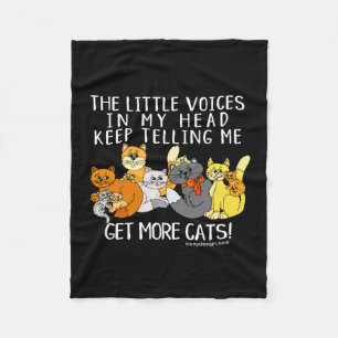 Get More Cats Funny Saying Black Fleece Blanket