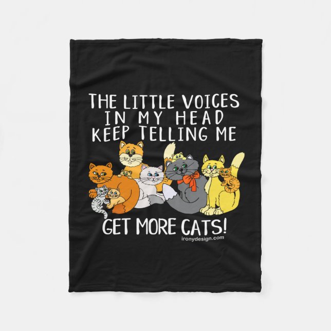 Get More Cats Funny Saying Black Fleece Blanket (Front)