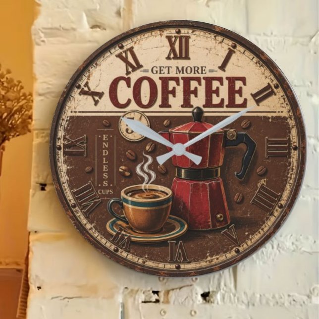 Get More Coffee Rustic Farmhouse Bar Decor  Large Clock (Creator Uploaded)
