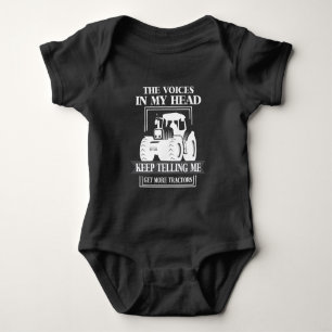 Get More Tractor addicted Farmer Funny Farming Baby Bodysuit