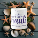 Get Nauti Nautical Boat Bachelorette Party Gift Coffee Mug<br><div class="desc">A nautical themed bachelorette party gift,  a mug,  with the title: "Let's Get Nauti". It features an ink print of a small sail boat,  ocean waves and a few birds. Modern,  fun,  simple,  elegant. Personalize it with the bride's name,  or delete this field to leave it blank.</div>