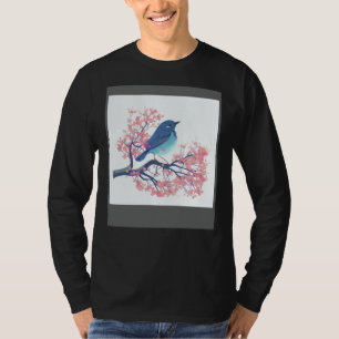 Get Noticed with a Beautiful Blue Bird Pink Cherry T-Shirt