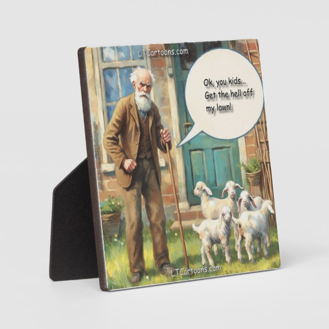 Get Off My Lawn – Goat Edition Plaque (Front)