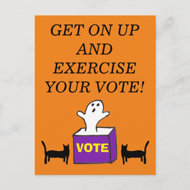 GET ON UP Postcard Exercise Your Vote Halloween (Front)