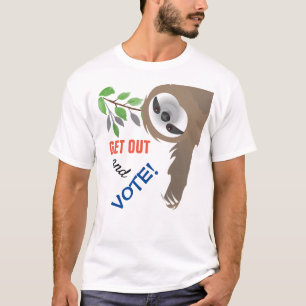 Get Out and Vote Hanging sloth in Branches T-Shirt