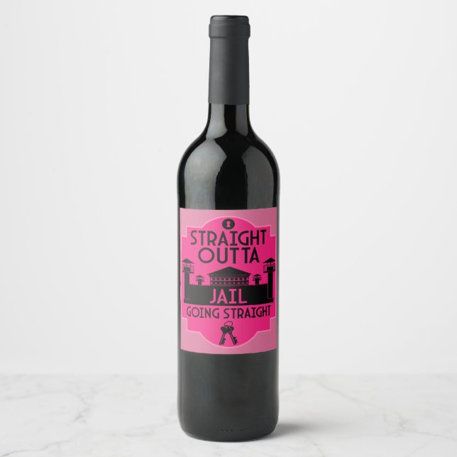 Get Out Of Jail Prison Release Gift  Wine Label (Front)