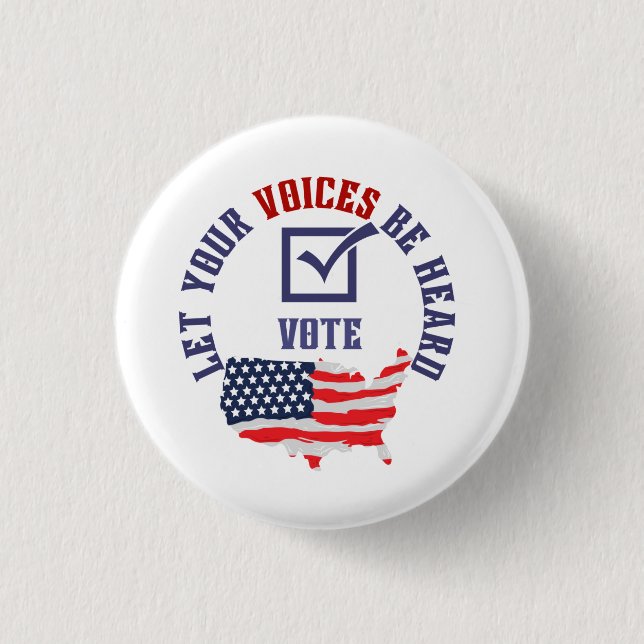 Get out to vote hat 1 inch round button (Front)