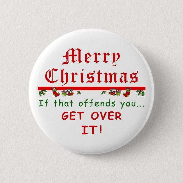Get Over It Christmas 2 Inch Round Button (Front)