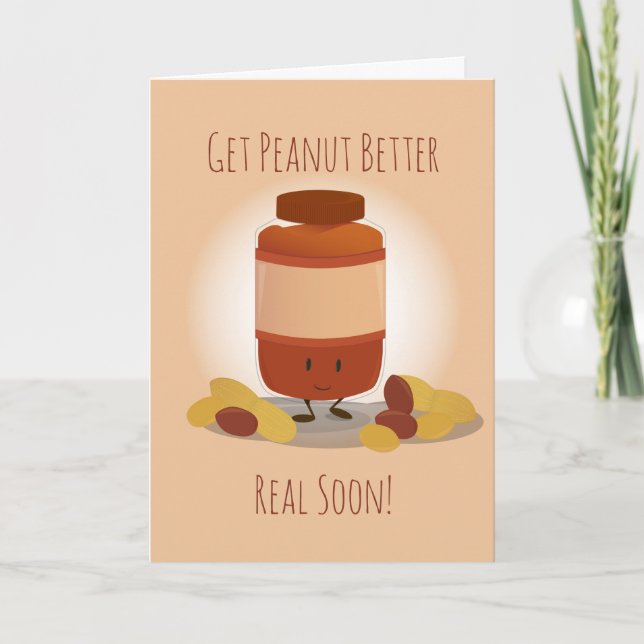 Get Peanut Better Food Cartoon Get Well Card (Front)