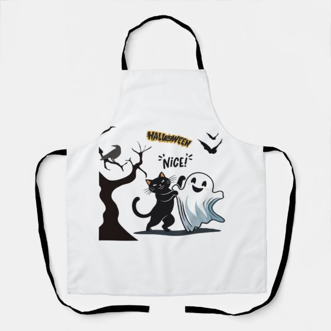 Get ready for a spook-tacular Halloween Nice party Apron (Front)