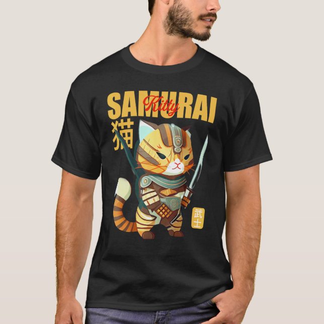 Get Ready to Pounce Samurai Kitty Takes Your Devic T-Shirt (Front)