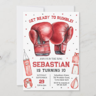Get Ready To Rumble Boxing Birthday Invitation