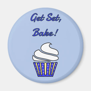 Get set bake blue cupcake magnet