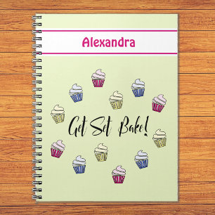 Get Set Bake colourful cupcakes custom name Notebook