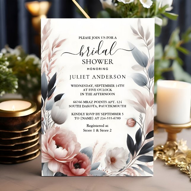 Get Silk Pink Boho Peony Dusty Rose Bridal Shower Invitation (Creator Uploaded)
