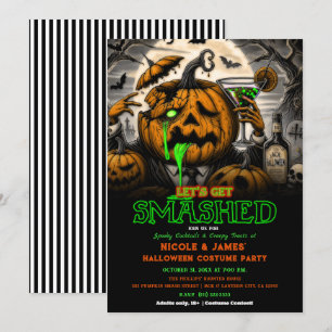 Get Smashed Pumpkin Halloween Cocktail Party Invitation