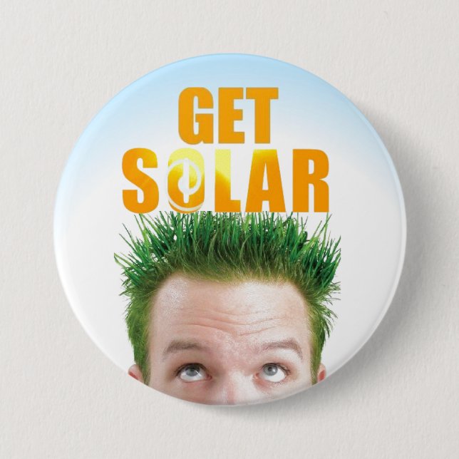Get Solar Logo Ecofriendly Clean Energy Button (Front)