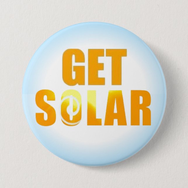 Get Solar Logo Ecofriendly Solar Energy Button (Front)
