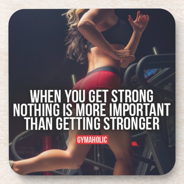 Get Stronger - Women's Workout Motivational Coaster (Front)