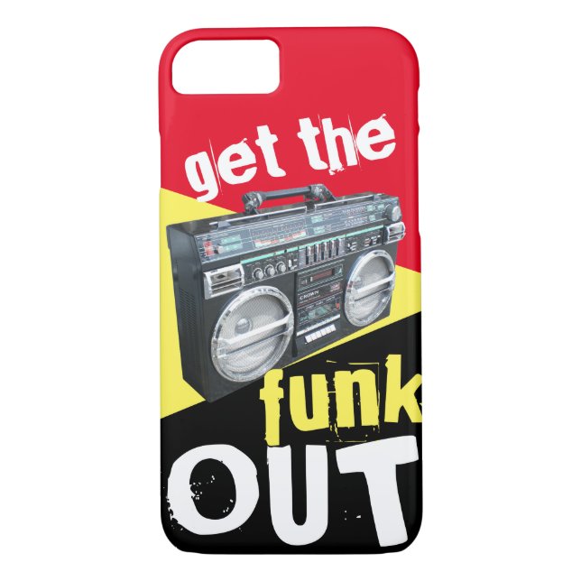 Get The Funk Out Music Lover Boombox 1980s Case-Mate iPhone Case (Back)