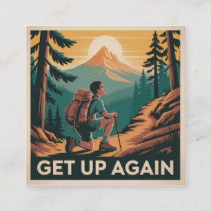 Get Up Again Square Business Card