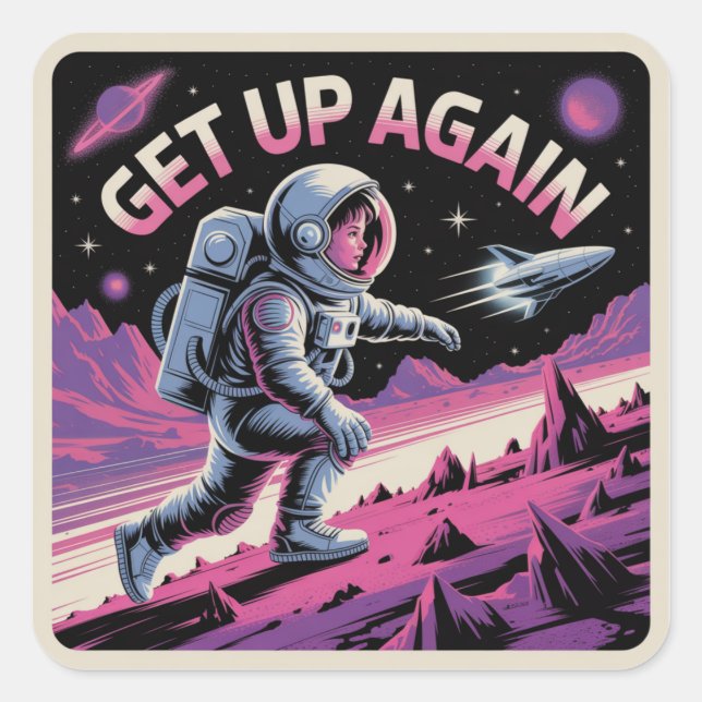 Get Up Again Square Sticker (Front)
