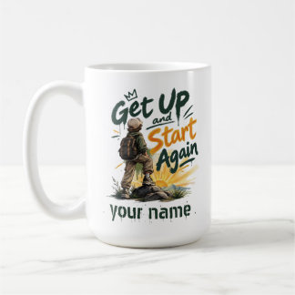 ​Get Up and Start Again Custom Name Inspirational  Coffee Mug