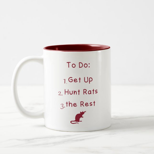 Get Up, Hunt Rats Two-Tone Coffee Mug (Left)