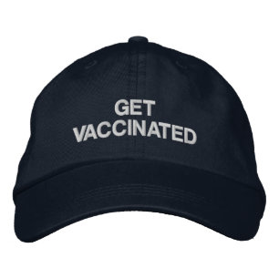 Get Vaccinated navy blue white custom text Embroidered Hat
