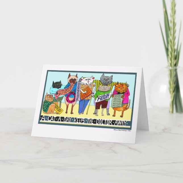 Get Well, A Cat a Day Keeps the Doctor Away Card (Front)