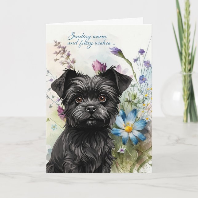 Get Well Affenpinscher Dog Wildflower Garden Card (Front)