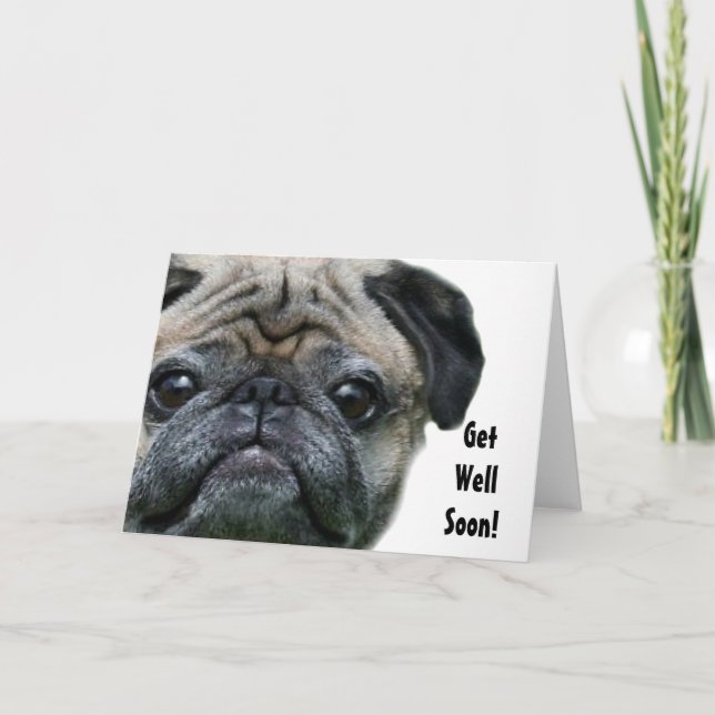 Get Well Bientôt Carlin Chien carte de voeux (Devant)