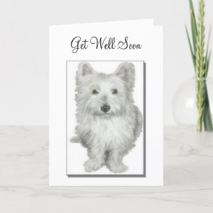 'Get Well Bientôt' jolie carte westie chien