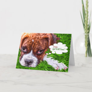 Get Well Card Boxer Puppy Painting