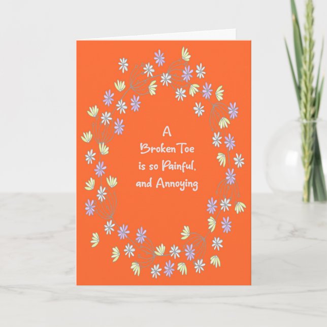 Get Well Card for Broken Toe in Orange (Front)
