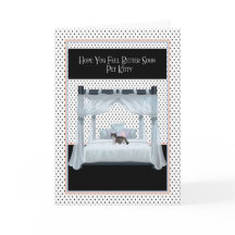 Get Well Card for Cat on Four Poster Bed