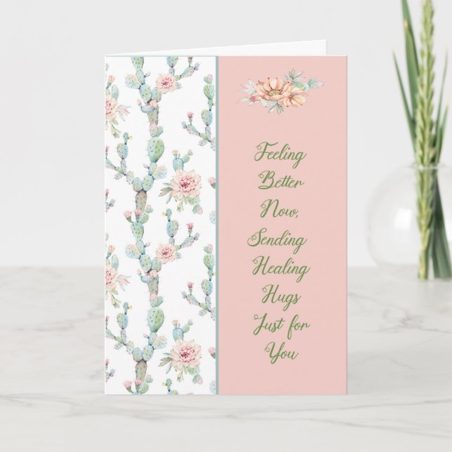 Get Well Card for Pheumonia with Cacti. (Front)