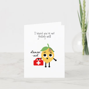 Get Well Card, Fun, Cute, Lemon-aid Pun Announcement