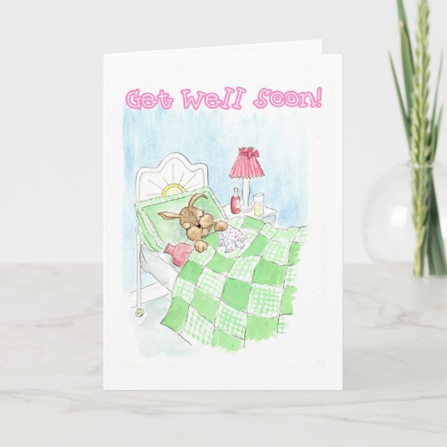 Get Well Card - Sick Bunny Rabbit (Front)