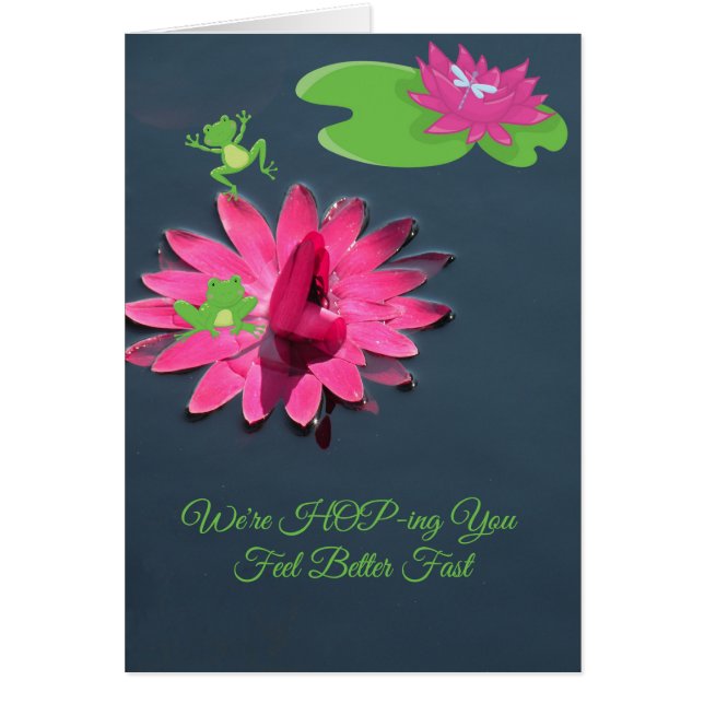 Get Well Card with Frogs & Water Lilies (Front)