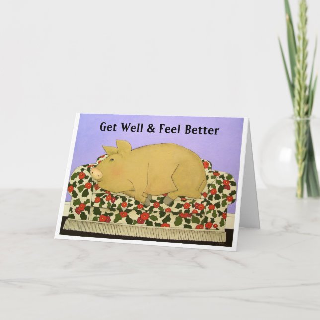 Get Well card with Pig (Front)