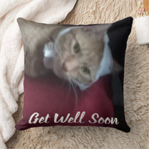 Get Well Cat Quote Humour Photo Throw Pillow