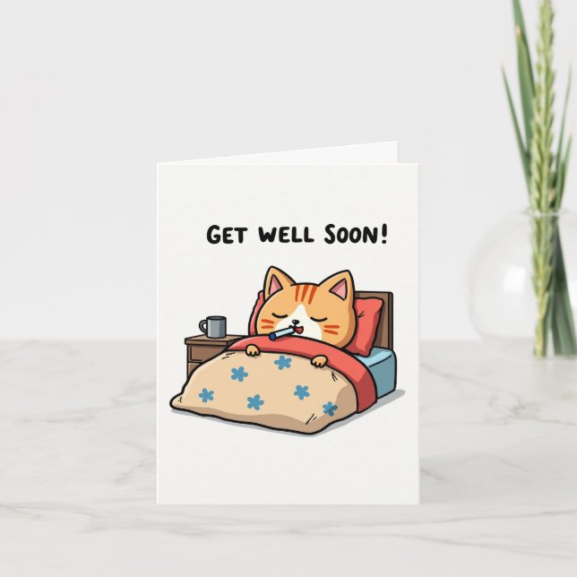 Get Well Cold Flu Sick Cute Funny Card (Front)