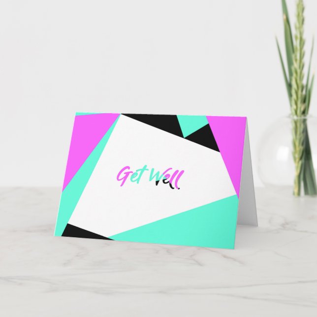 Get Well Colour-Blocking Card  | Black Teal Pink (Front)