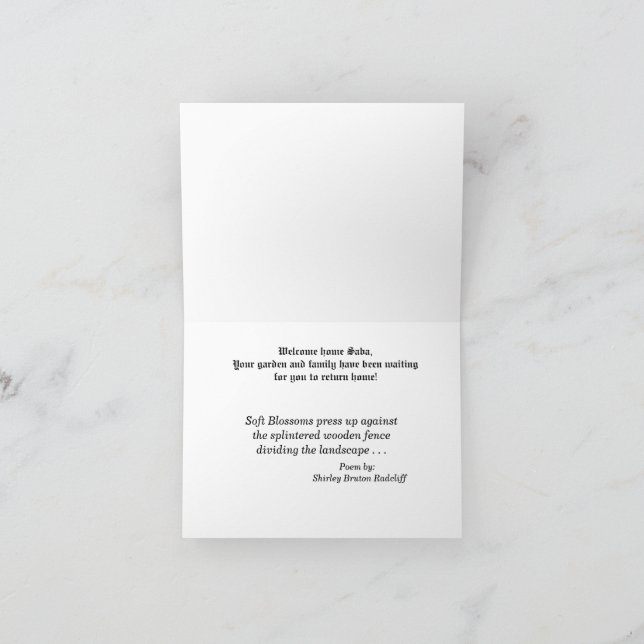 GET WELL - COMING HOME! Folded Greeting Card (Inside)